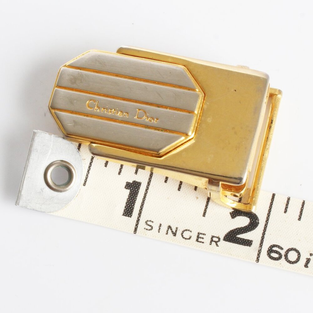 Christian Dior Belt Buckle Gold Silver Metal Logo Mens Vintage Retro - Picture 5 of 5